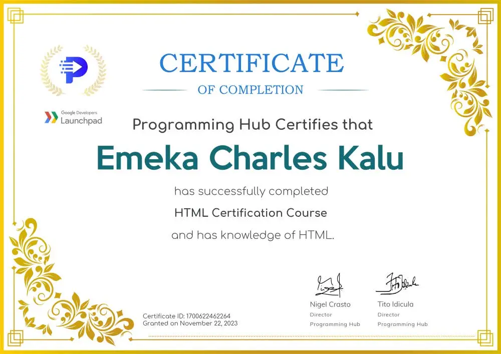 HTML Certification